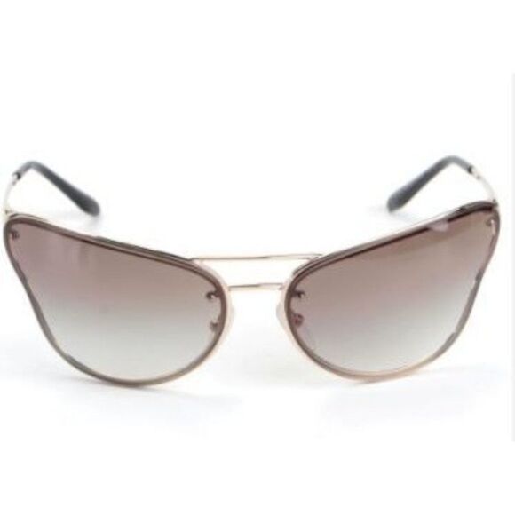 Prada Womens Glasses PR 74VS Catwalk Butterfly Gold Frame Brown Sunglasses - Picture 1 of 7